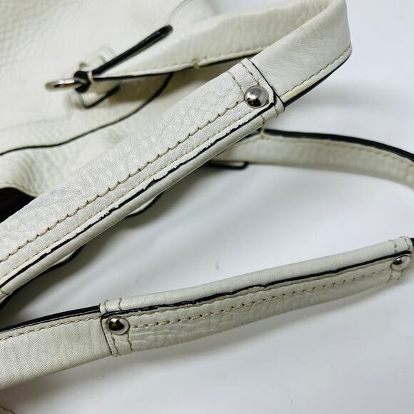 Coach Soft Pebble Leather Satchel Bag Handbag Purse Ivory Gold - Picture 7 of 8